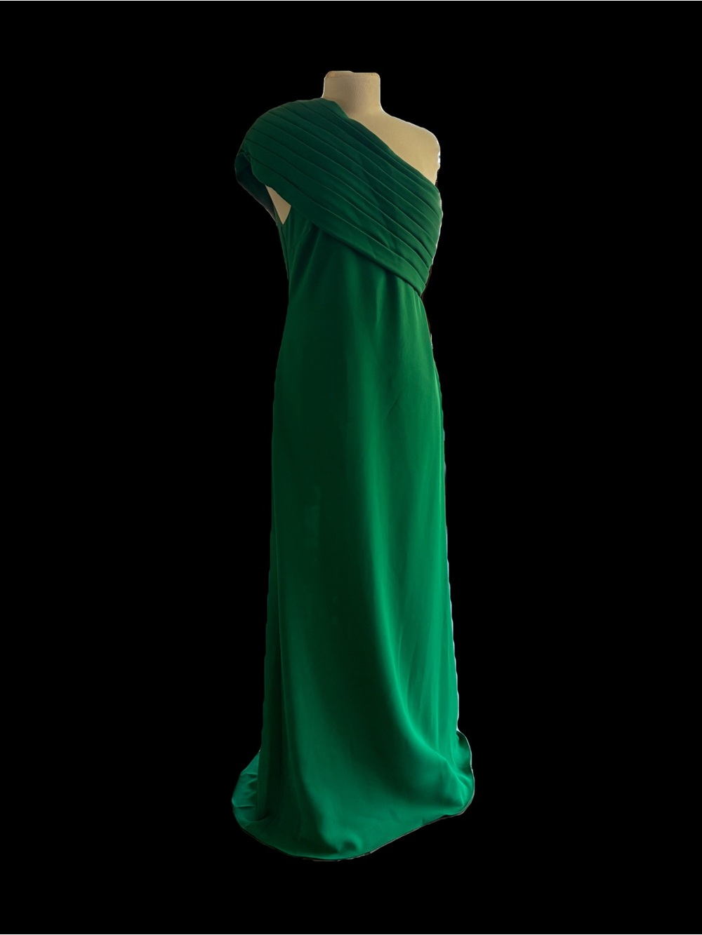 NWT Badgley Mischka emerald green one shoulder evening gown size 10